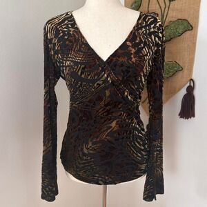 Burnout Velvet Animal Print Blouse
